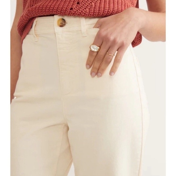 Marine Layer Bridget High Rise Wide Leg Baggy Sz 6 Stretch Jean In Cream - Picture 2 of 12